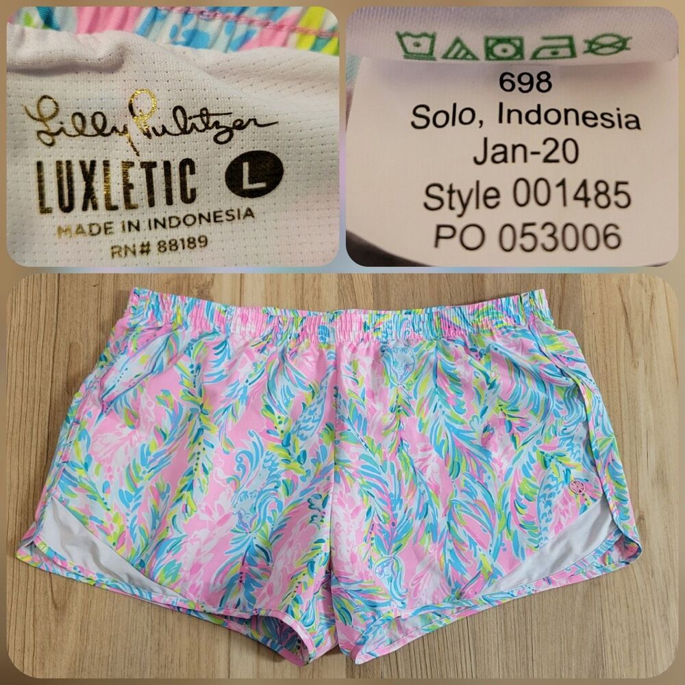 Lilly Pulitzer Luxletic Women’s Colorful Bright Shorts Large Performance Lined